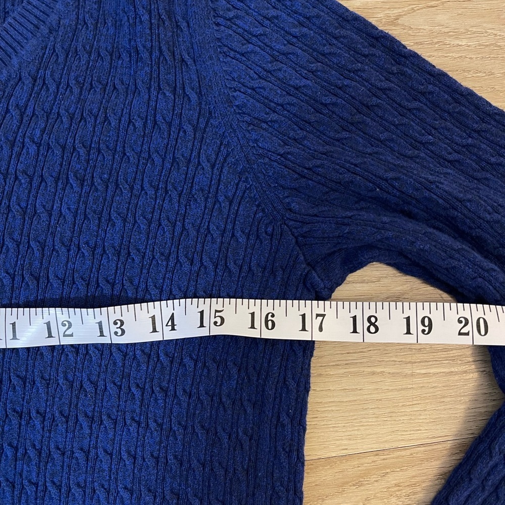 Karen Scott Navy Blue Cable Knit Sweater Women’s Size Medium 100% Cotton - Picture 9 of 13